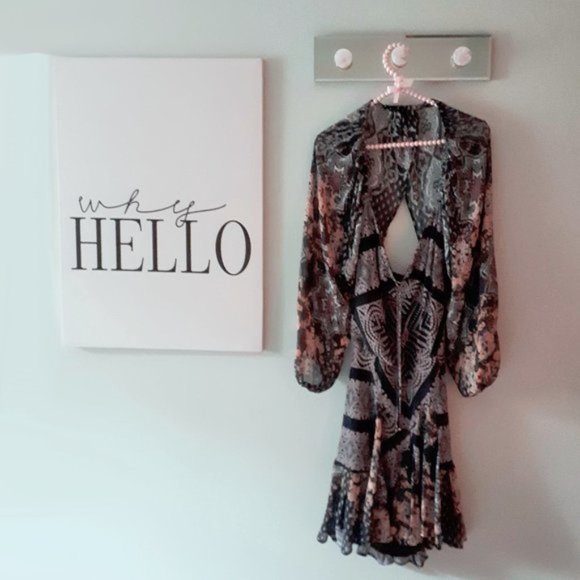 NWT Free People black paisley floral printed dress - Picture 7 of 8